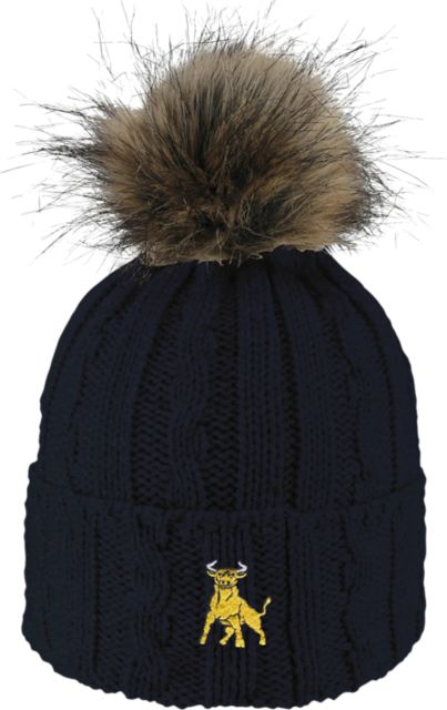 Johnson C. Smith University Golden Bulls Women's Fur Pom Beanie