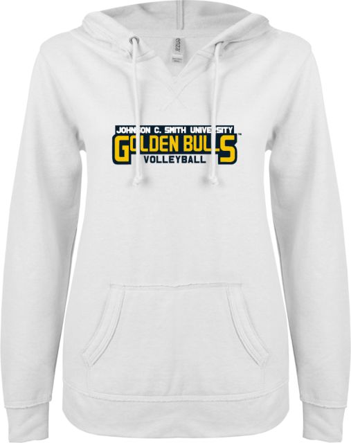 Johnson C Smith ENZA Ladies V Notch Raw Edge Fleece Hoodie Volleyball - ONLINE ONLY